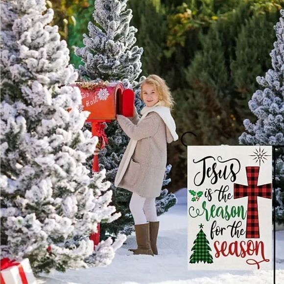 Jesus Is The Reason For The Season Christmas Garden Flag Double Sided New - Picture 2 of 8